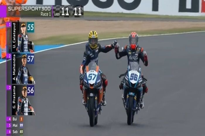 Pembalap Indonesia Aldi Satya Mahendra dan Kakaknya Kompak Podium Race 1 World Supersport 300 Prancis 2024