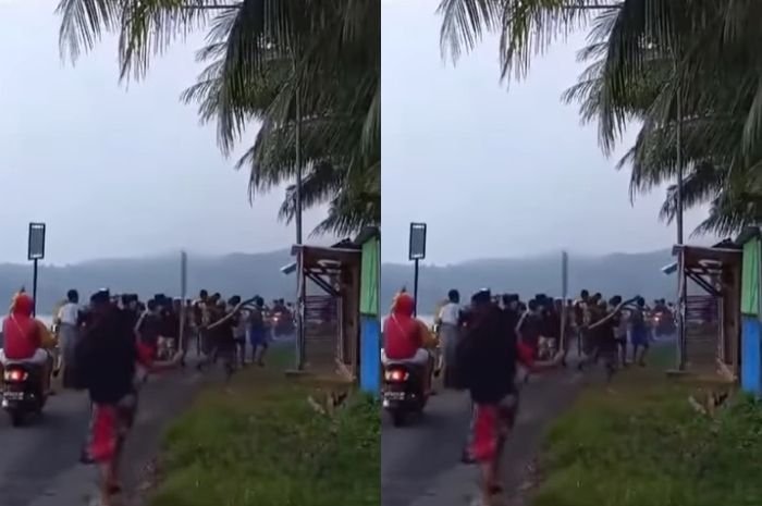 Viral Video Pengguna Motor Knalpot Brong Kocar-kacir Diusir Warga Termasuk Emak-emak di Klaten